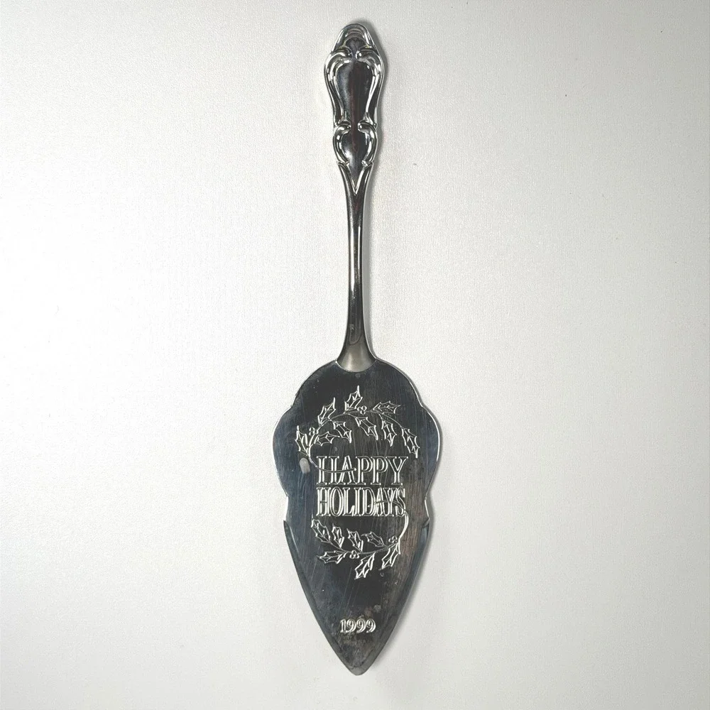 Vintage Silver Plated‎ Pie Server Happy Holidays 1999 Christmas WM A Rogers